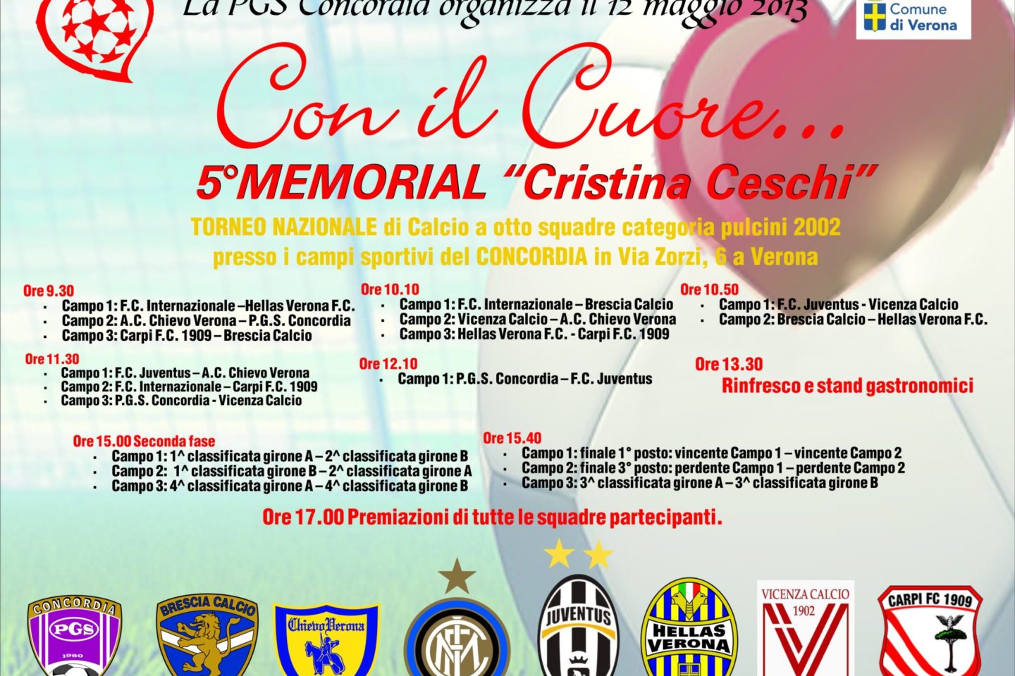 Tutto pronto per il 5° Memorial “Cristina Ceschi” presso gli impianti sportivi del Pgs Concordia